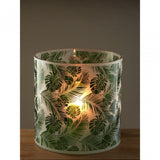 Botanical Large Hurricane Candle Holder, Glass, Green