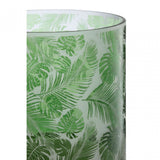 Botanical Large Hurricane Candle Holder, Glass, Green