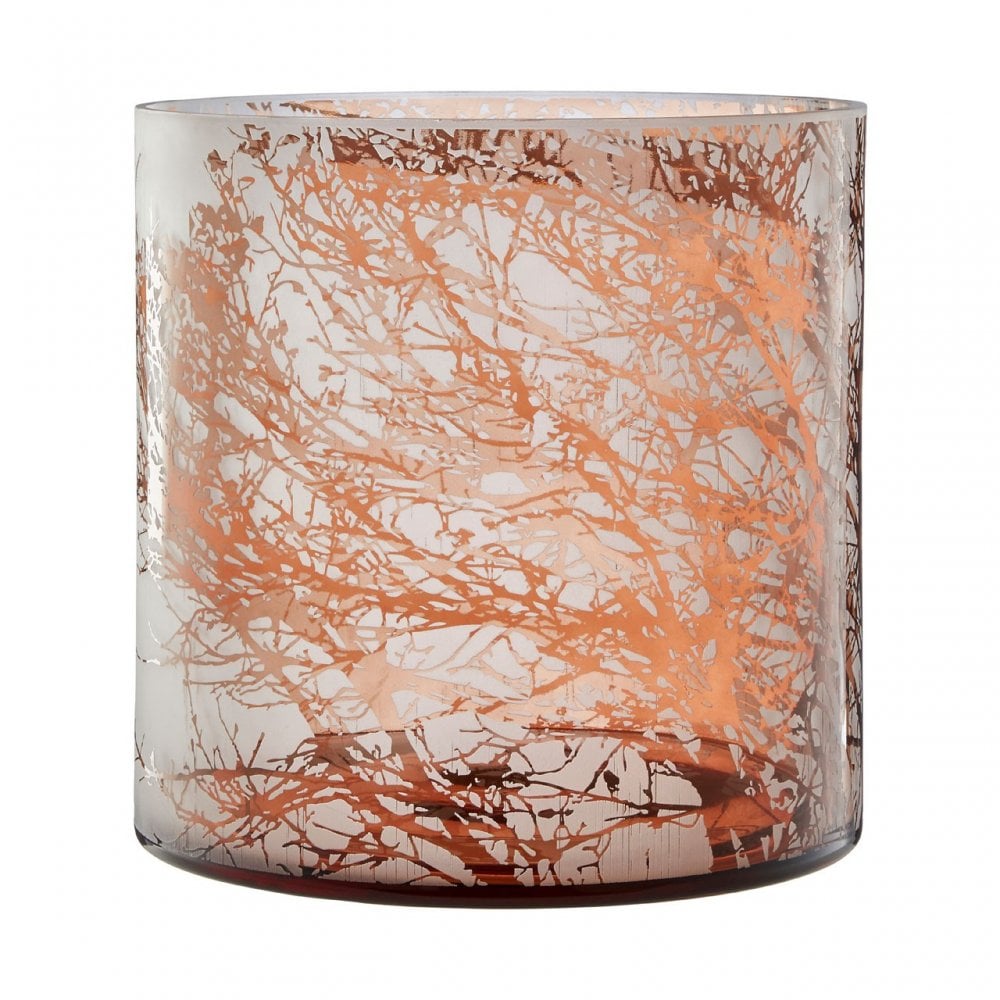 Branch Large Glass Hurricane Candle Holder, Glass, Brown
