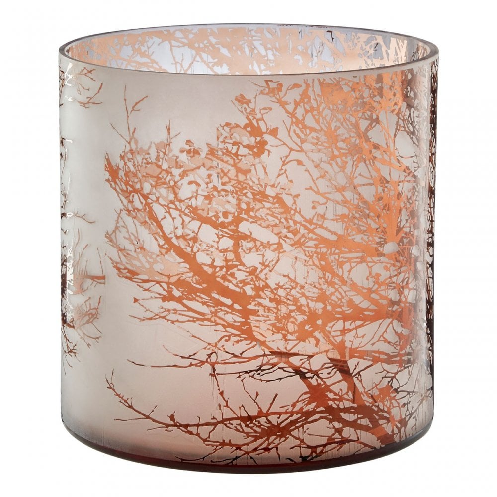 Branch Large Glass Hurricane Candle Holder, Glass, Brown