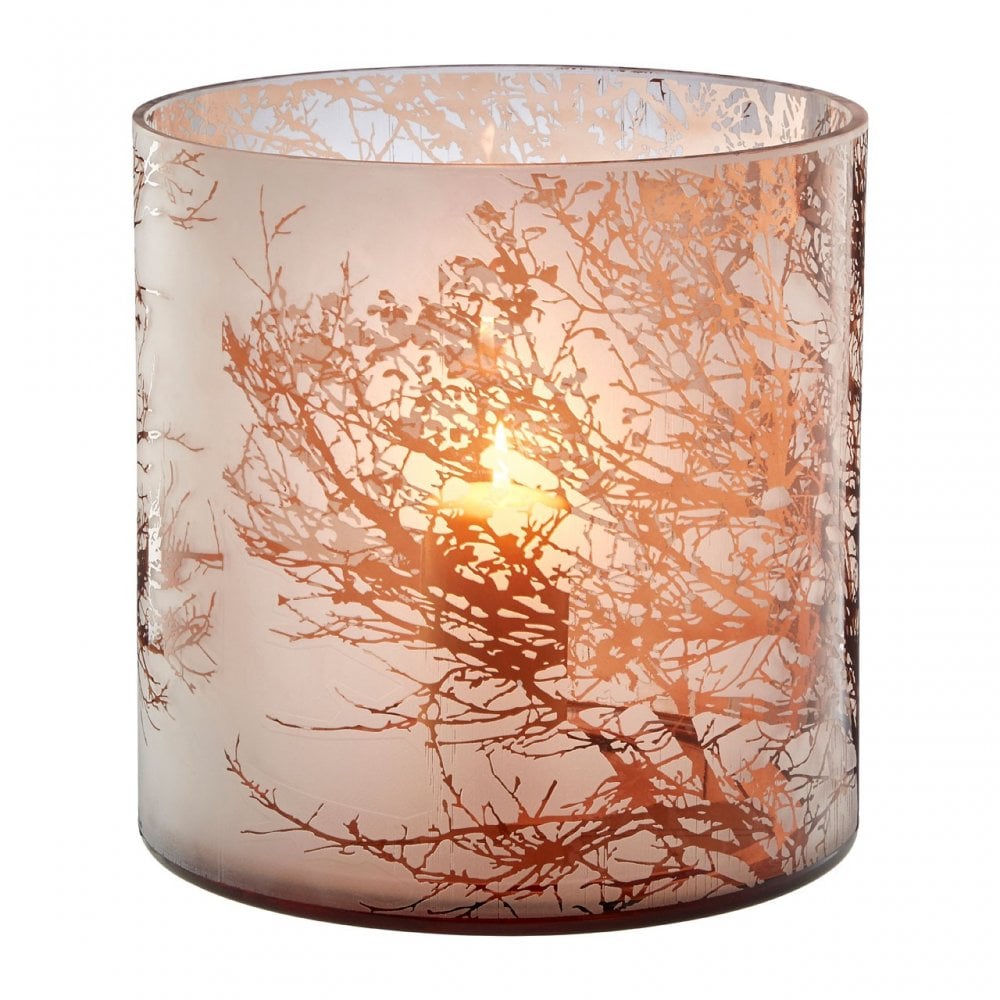 Branch Large Glass Hurricane Candle Holder, Glass, Brown