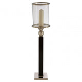 Large Black Candle Holder, Aluminium, Glass, Mango Wood, Black