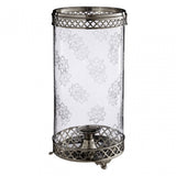 Hurricane Candle Holder with Nickel Finish, Glass, Brass, Nickel, Silver