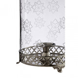 Hurricane Candle Holder with Nickel Finish, Glass, Brass, Nickel, Silver