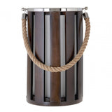 Townhouse Hurricane Candle Holder, Glass, Mango Wood, Stainless Steel