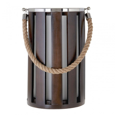 Townhouse Hurricane Candle Holder, Glass, Mango Wood, Stainless Steel