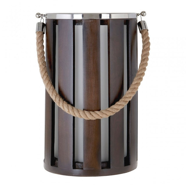 Townhouse Hurricane Candle Holder, Glass, Mango Wood, Stainless Steel