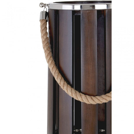 Townhouse Hurricane Candle Holder, Glass, Mango Wood, Stainless Steel