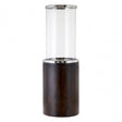Hampstead Floor Hurricane Candle Holder, Glass, Stainless Steel, Wood