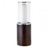Hampstead Floor Hurricane Candle Holder, Glass, Stainless Steel, Wood