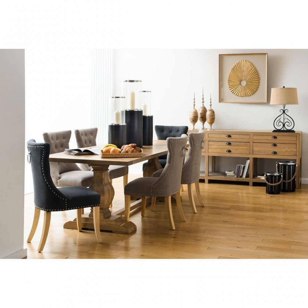 Hampstead Floor Hurricane Candle Holder, Glass, Stainless Steel, Wood
