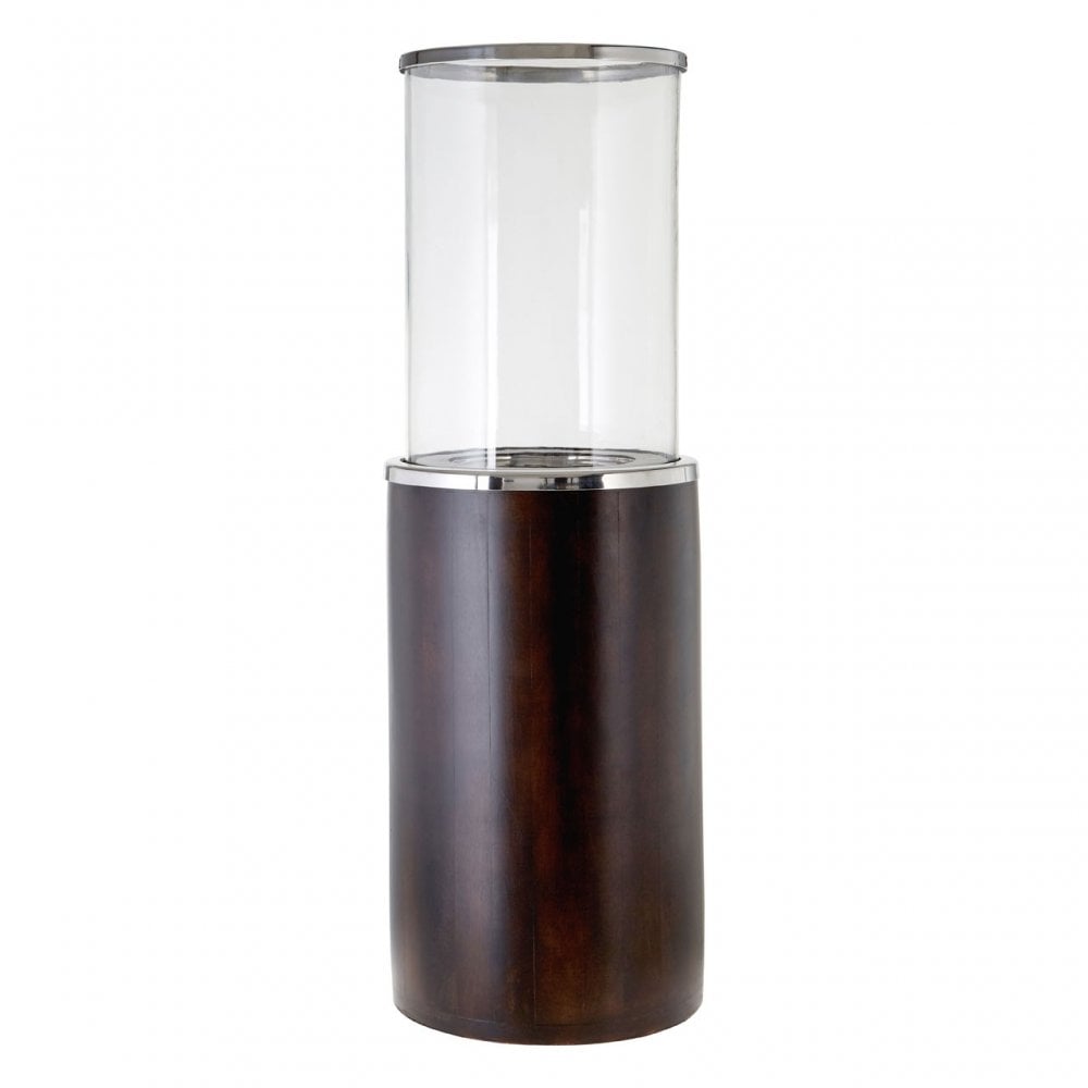 Townhouse Hurricane Candle Holder, Glass, Stainless Steel, Wood