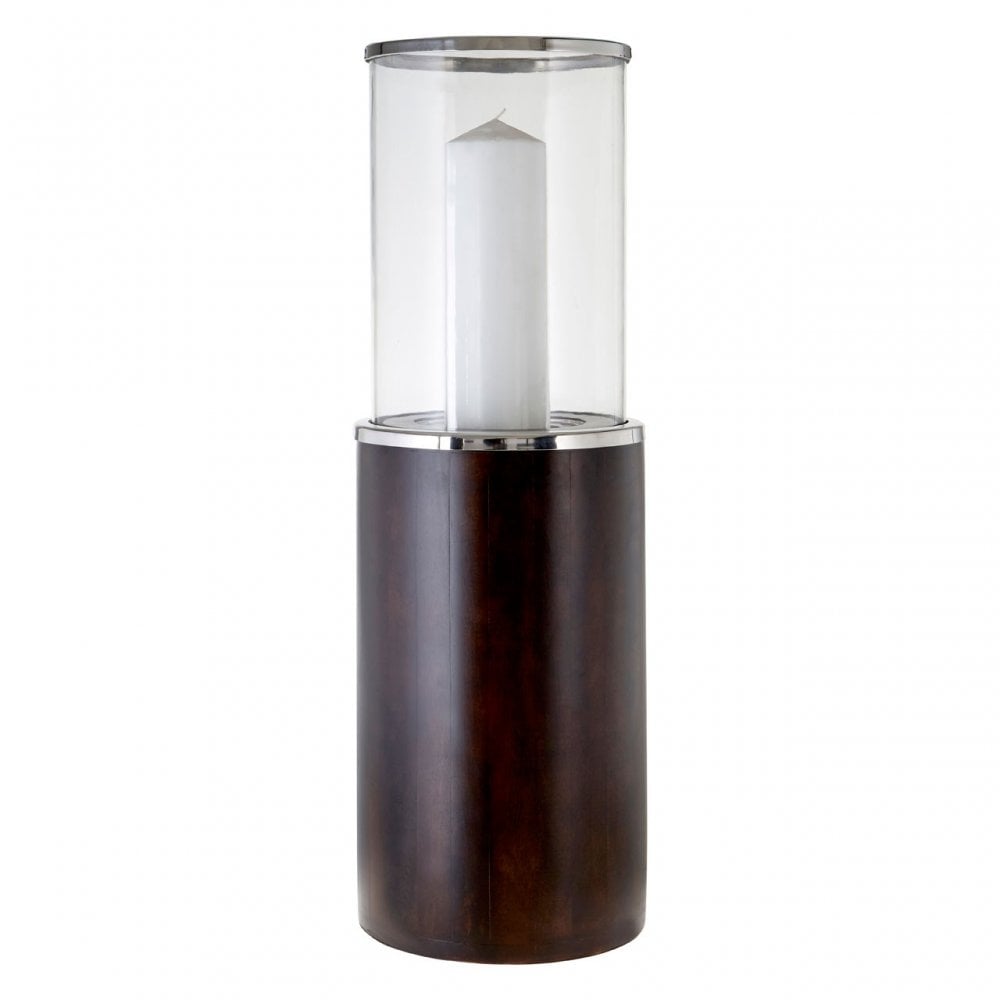 Townhouse Hurricane Candle Holder, Glass, Stainless Steel, Wood