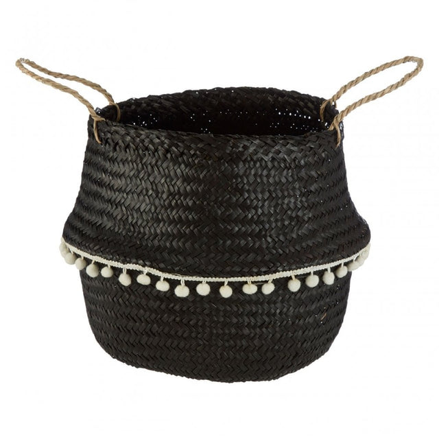Medium Black Seagrass Basket, Seagrass, Black