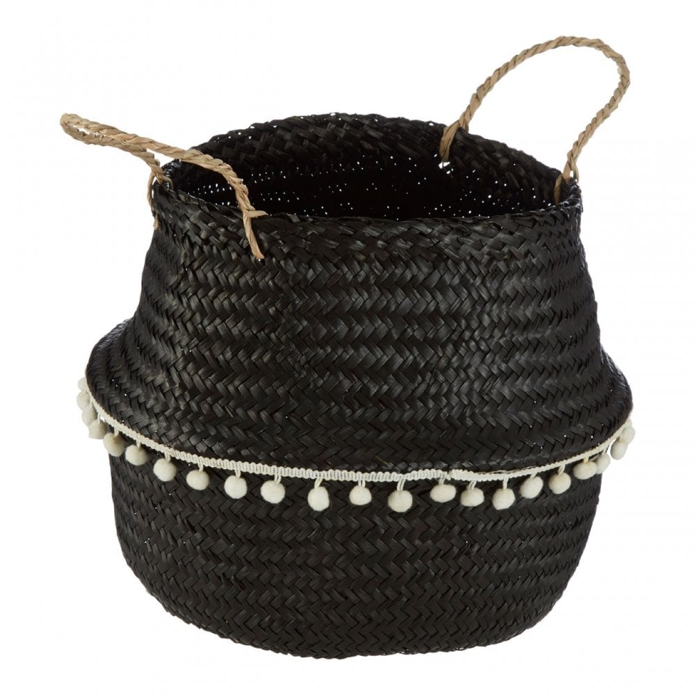 Medium Black Seagrass Basket, Seagrass, Black