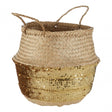 Gold Sequin Large Seagrass Basket, Seagrass, Natural