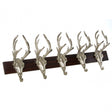 5 Stag Head Hanger, Aluminium, Nickel, Wood, Brown