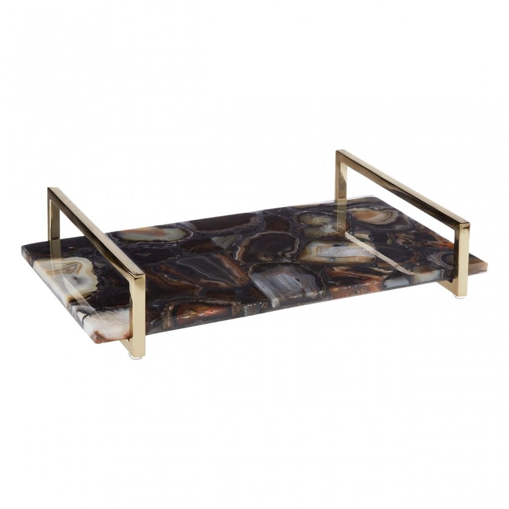 Bowerbird Black Agate Small Tray, Steel