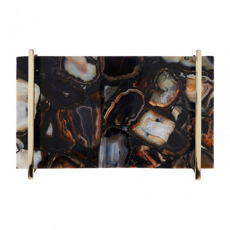 Bowerbird Black Agate Small Tray, Steel