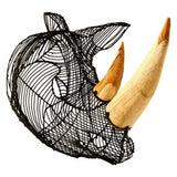 Zania Rhino Head Sculpture, Black