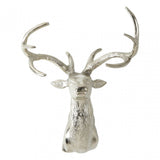 Wall Mounted Stag with Curved Antlers, Aluminium, Nickel, Silver