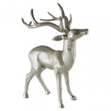 Small Floor Standing Stag Nickel Finish, Aluminium, Nickel, Silver