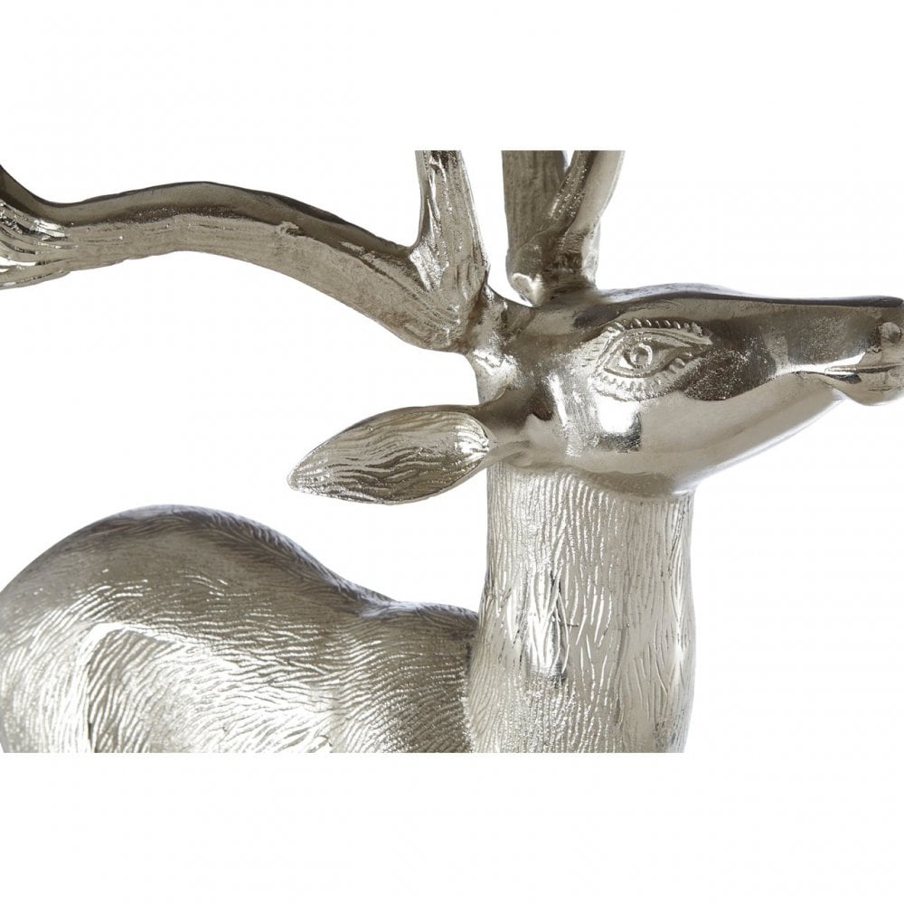 Small Floor Standing Stag Nickel Finish, Aluminium, Nickel, Silver