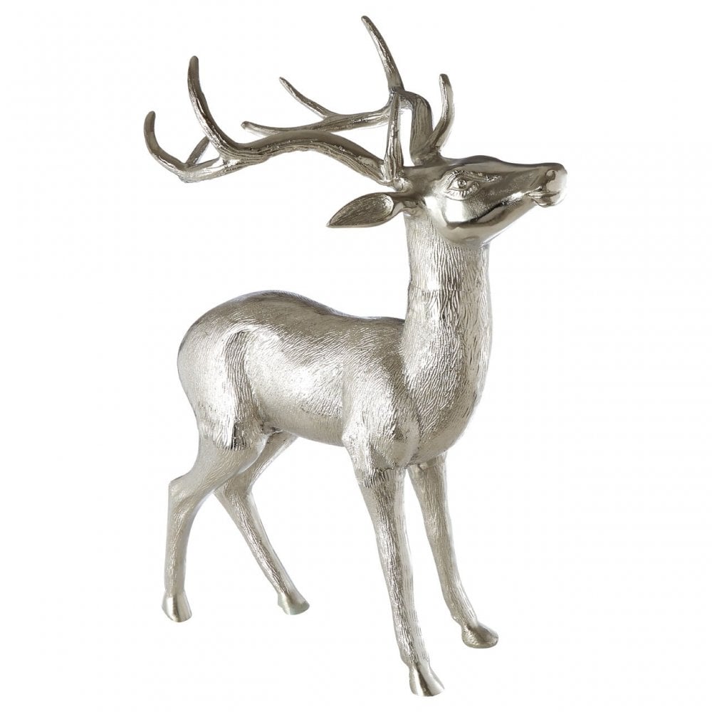 Large Floor Standing Stag, Aluminium, Nickel
