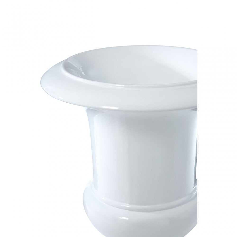 Josten White Planter with Pillar, Fibreglass, White