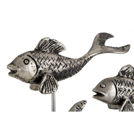 Complements School of Fish Sculpture, Aluminium, Iron, Mango Wood, Silver