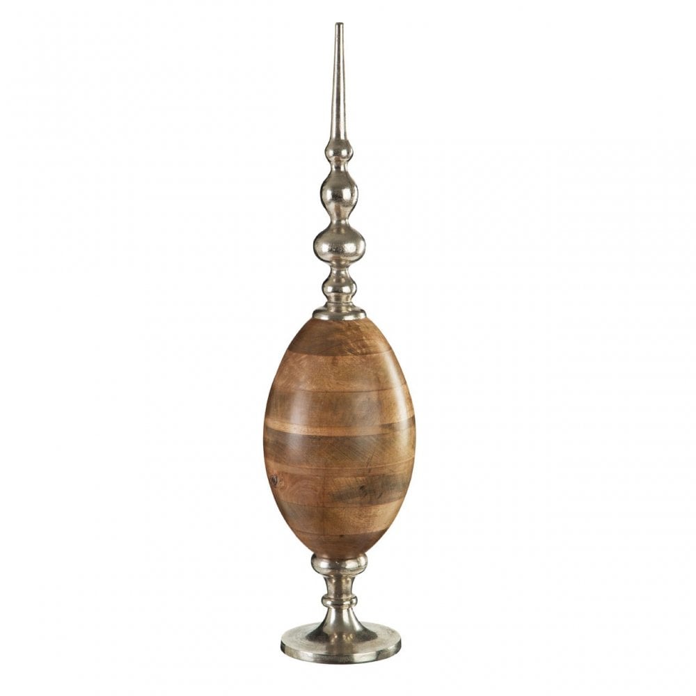 Hampstead Obelisk Ornament, Aluminium, Mango Wood, Brown