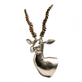 Gazelle Head Sculpture, Aluminium, Nickel, Silver