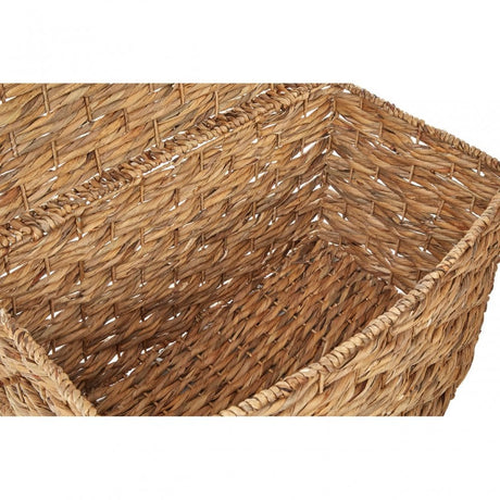 Brown Washed Storage Baskets Set of 6. Iron, Water Hyacinth, Natural