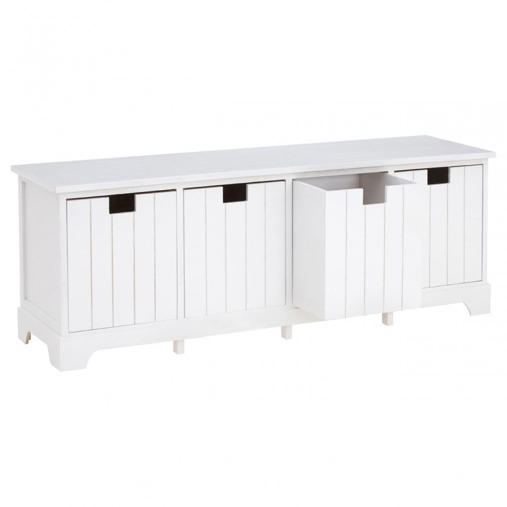 Fubb Drawer Bench, Paulownia Wood, White