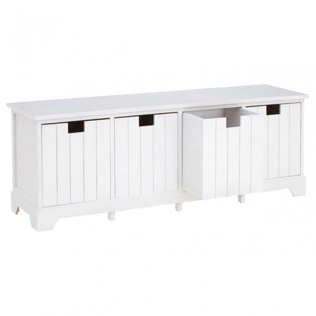 Fubb Drawer Bench, Paulownia Wood, White