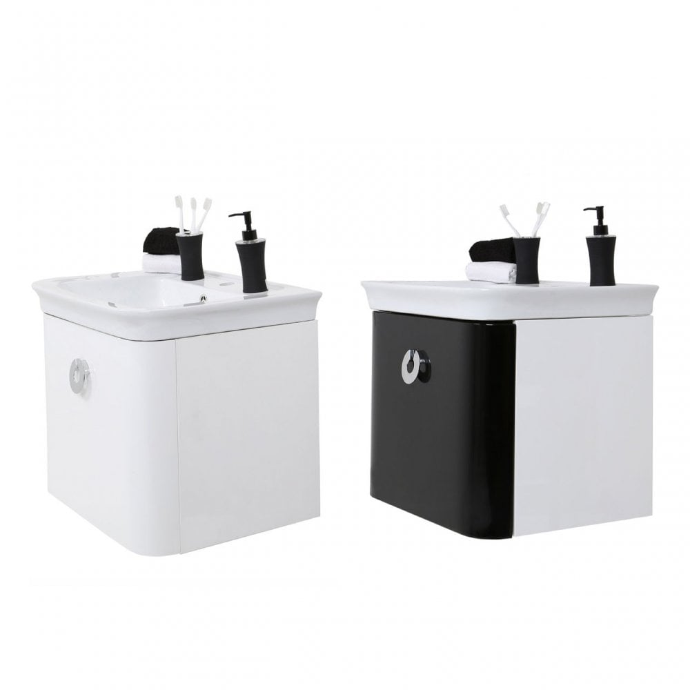 Glare Under Basin Cabinet Set, Ceramic, High Gloss, White