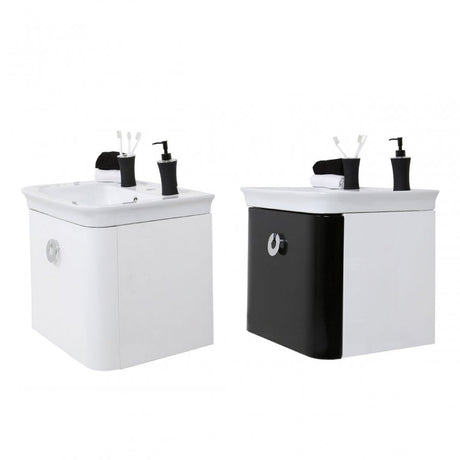 Glare Under Basin Cabinet Set, Ceramic, High Gloss, White