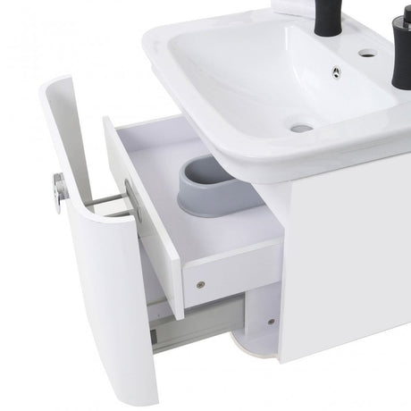 Glare Under Basin Cabinet Set, Ceramic, High Gloss, White