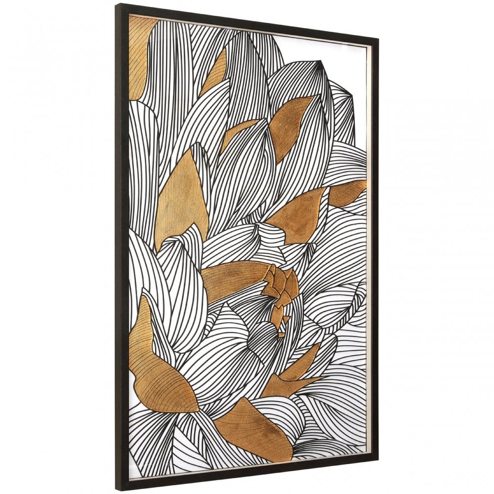 Modello Framed Botanical Wall Art, Glass, Pine Wood, Gold