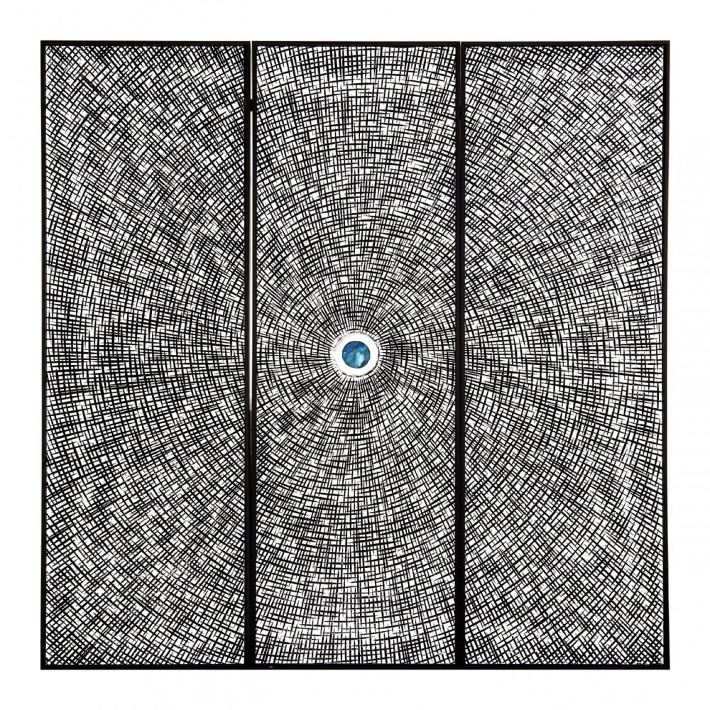Modello Wood Carving / Circle Wall Art, Pine Wood, Silver