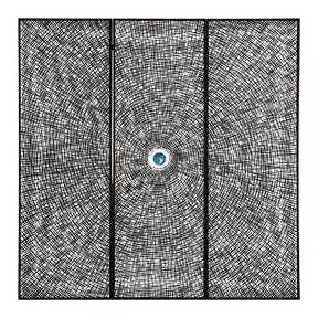 Modello Wood Carving / Circle Wall Art, Pine Wood, Silver