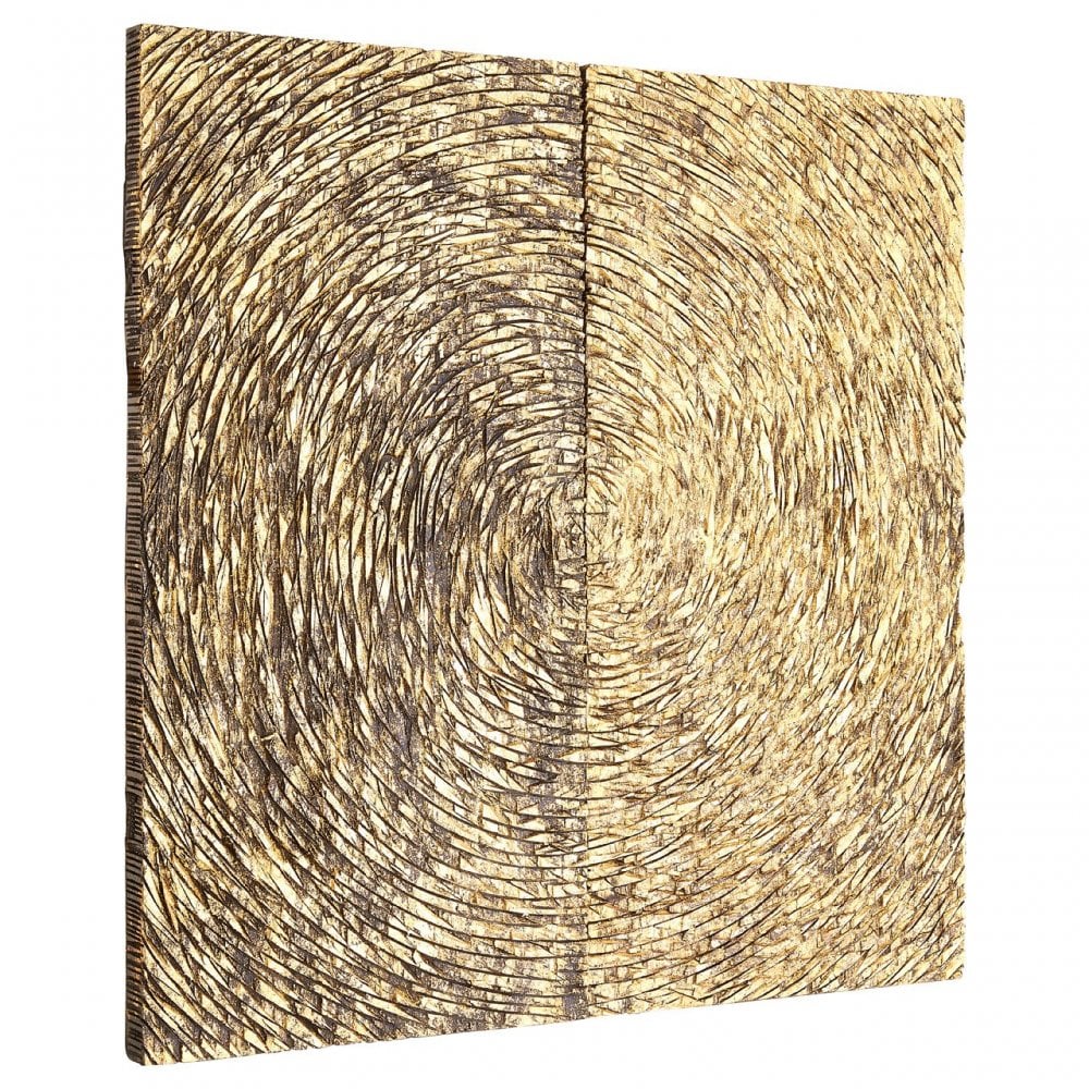 Modello Wood Carving Gold Finish Wall Art, Pine Wood, Gold
