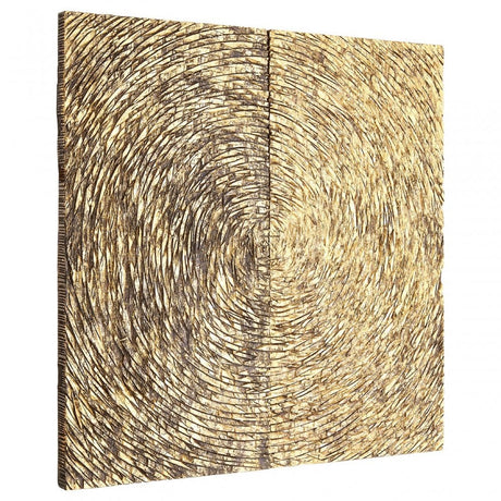 Modello Wood Carving Gold Finish Wall Art, Pine Wood, Gold