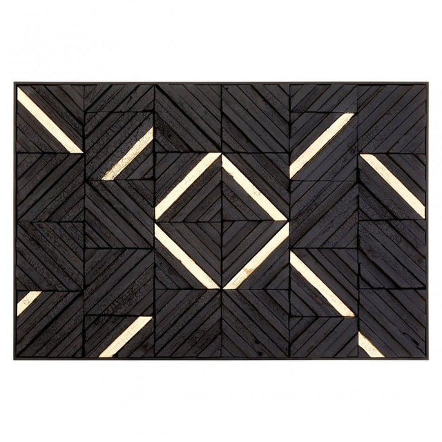 Modello Gold / Black Wood Panel Wall Art, Pine Wood, Black