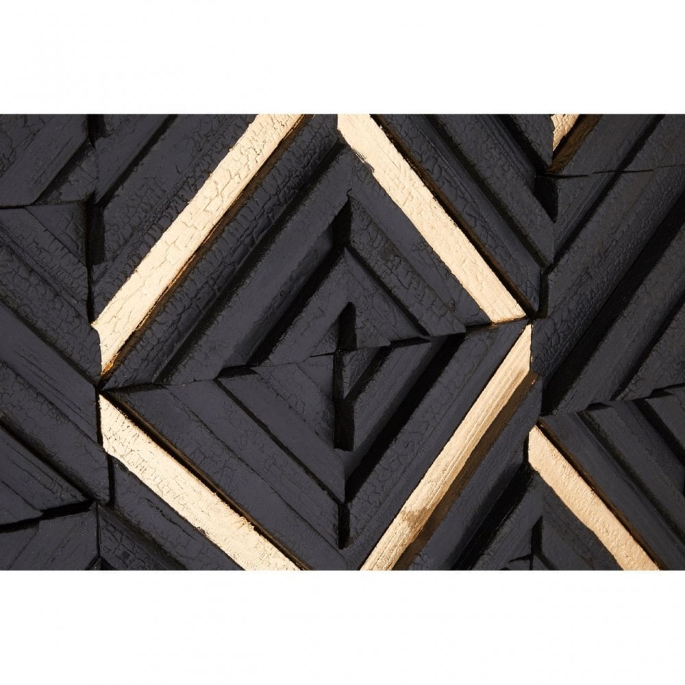 Modello Gold / Black Wood Panel Wall Art, Pine Wood, Black