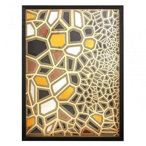Modello Gold/Black Paper Sculpture Wall Art, Glass, Pine Wood, Gold