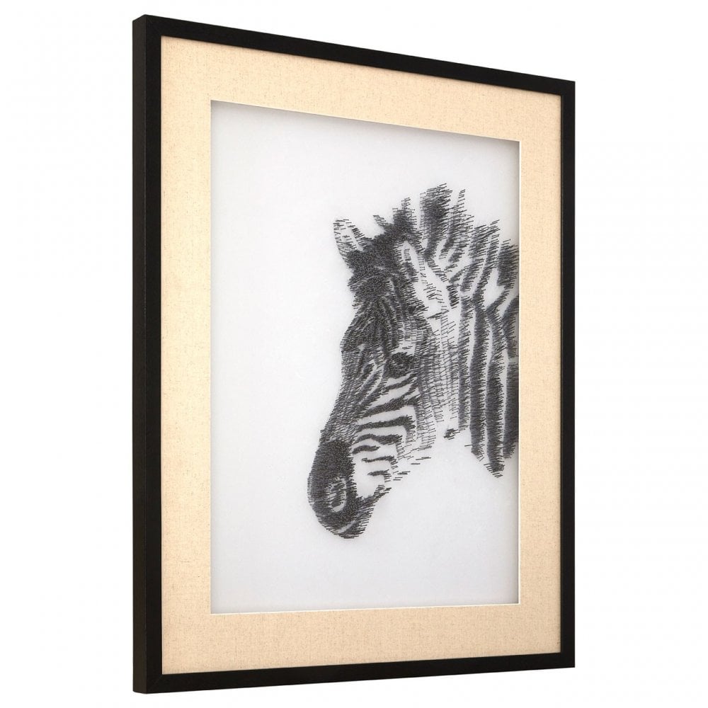 Modello Zebra Sculpture Wall Art, Pine Wood, White