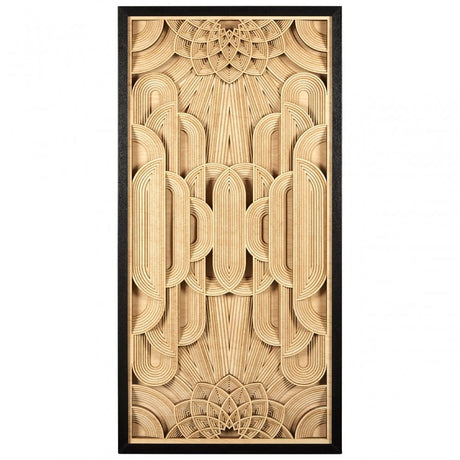Modello Deco Wood Carving Wall Art, Glass, Pine Wood, Brown