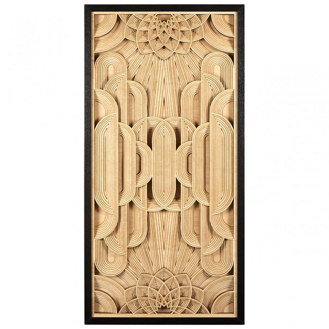 Modello Deco Wood Carving Wall Art, Glass, Pine Wood, Brown