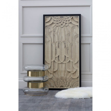 Modello Deco Wood Carving Wall Art, Glass, Pine Wood, Brown